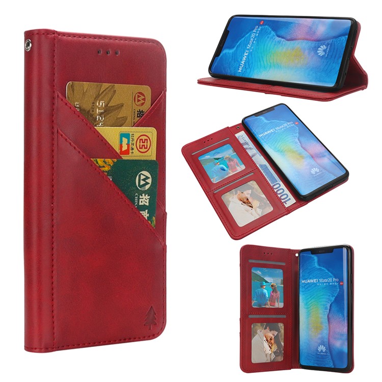 Flip Wallet Stand Leather Phone Shell for Huawei Mate 20 Pro - Red-1