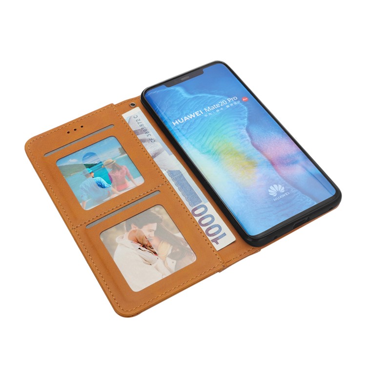 Flip Wallet Stand Leather Phone Cover for Huawei Mate 20 Pro - Brown-5