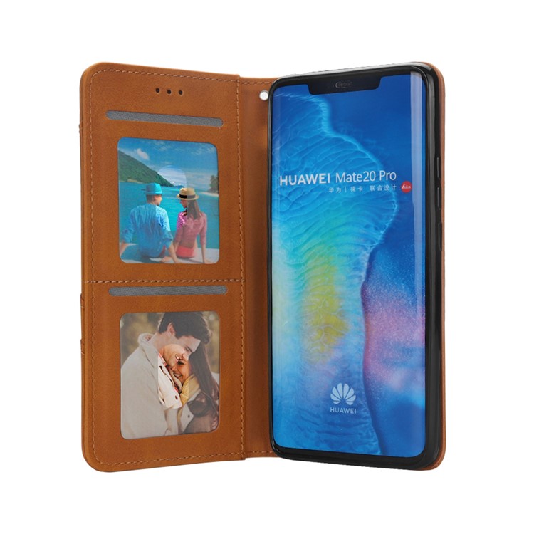 Flip Wallet Stand Leather Phone Cover for Huawei Mate 20 Pro - Brown-6