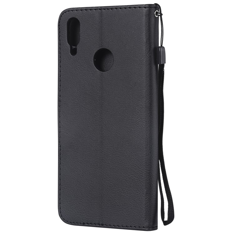 Solid Color PU Leather Cover Wallet Stand Phone Shell for Huawei Honor 8C - Black-3