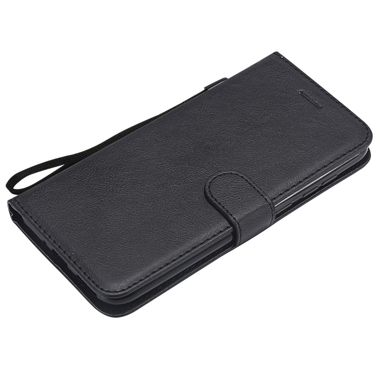 Solid Color PU Leather Cover Wallet Stand Phone Shell for Huawei Honor 8C - Black-5
