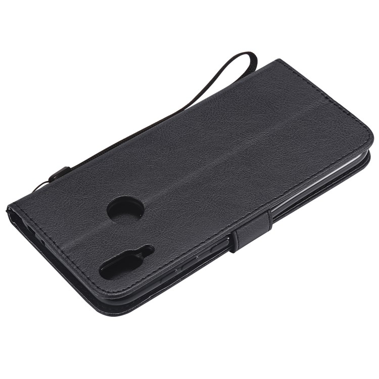 Solid Color PU Leather Cover Wallet Stand Phone Shell for Huawei Honor 8C - Black-6