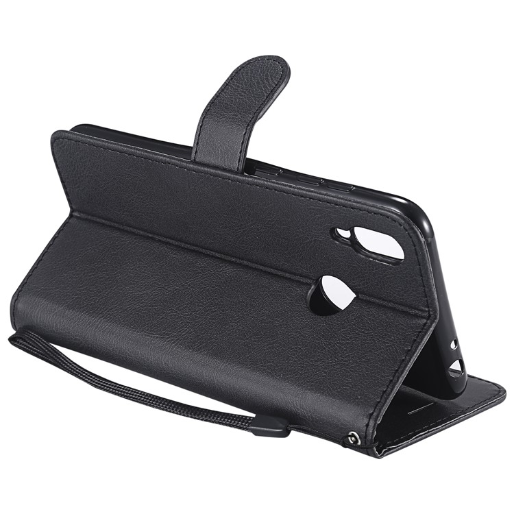 Solid Color PU Leather Cover Wallet Stand Phone Shell for Huawei Honor 8C - Black-7
