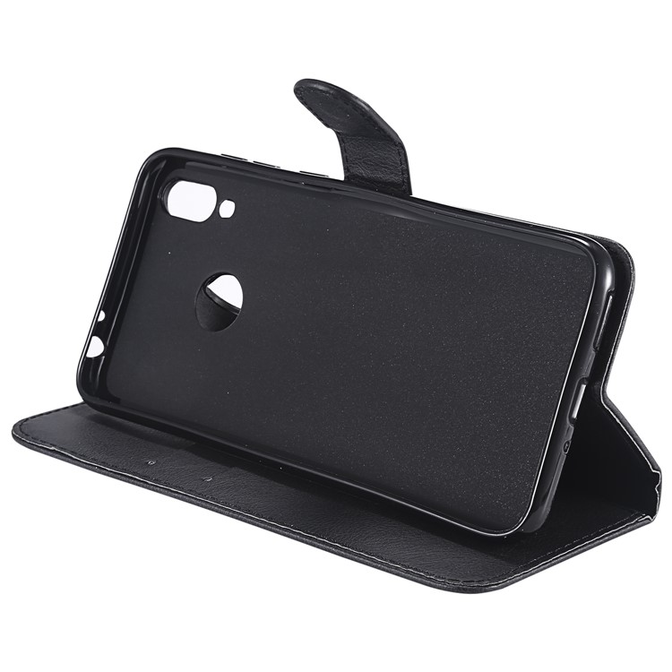 Solid Color PU Leather Cover Wallet Stand Phone Shell for Huawei Honor 8C - Black-8