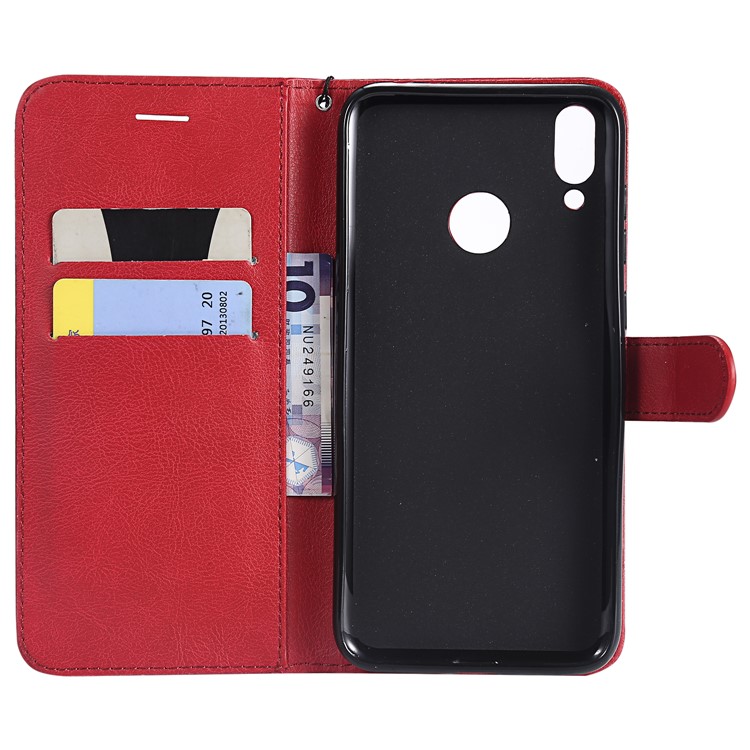 Solid Color PU Leather Wallet Shell for Huawei Honor 8C - Red-4