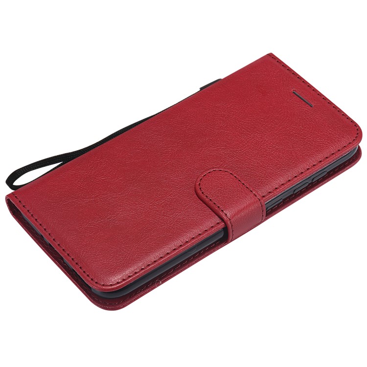 Solid Color PU Leather Wallet Shell for Huawei Honor 8C - Red-5