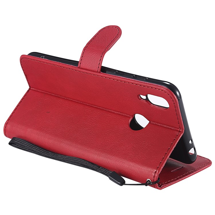Solid Color PU Leather Wallet Shell for Huawei Honor 8C - Red-7