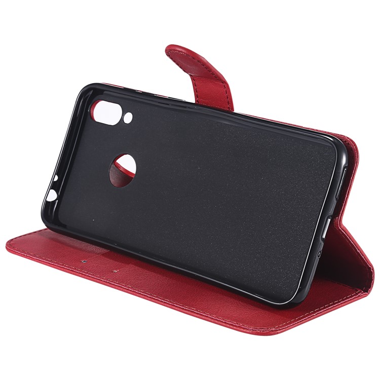 Solid Color PU Leather Wallet Shell for Huawei Honor 8C - Red-8