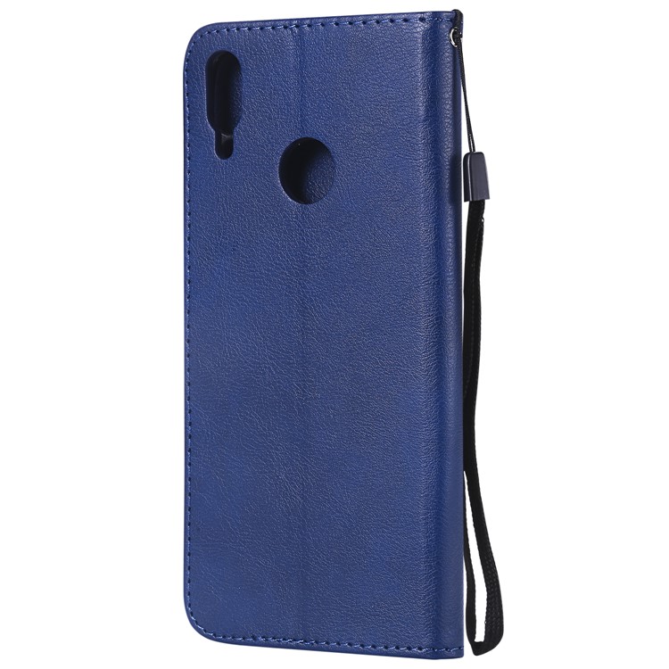 Solid Color PU Leather Cell Phone Case Accessory for Huawei Honor 8C - Blue-3