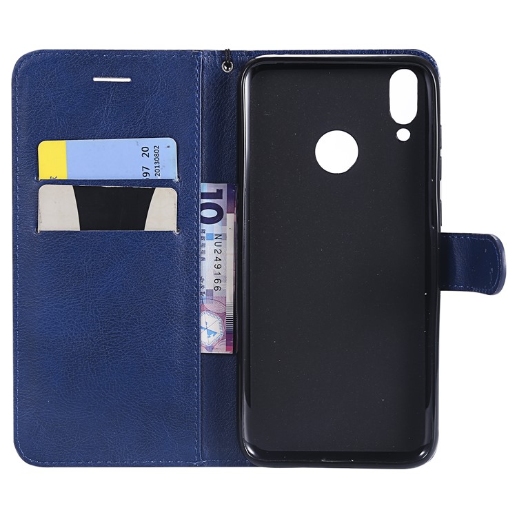 Solid Color PU Leather Cell Phone Case Accessory for Huawei Honor 8C - Blue-4
