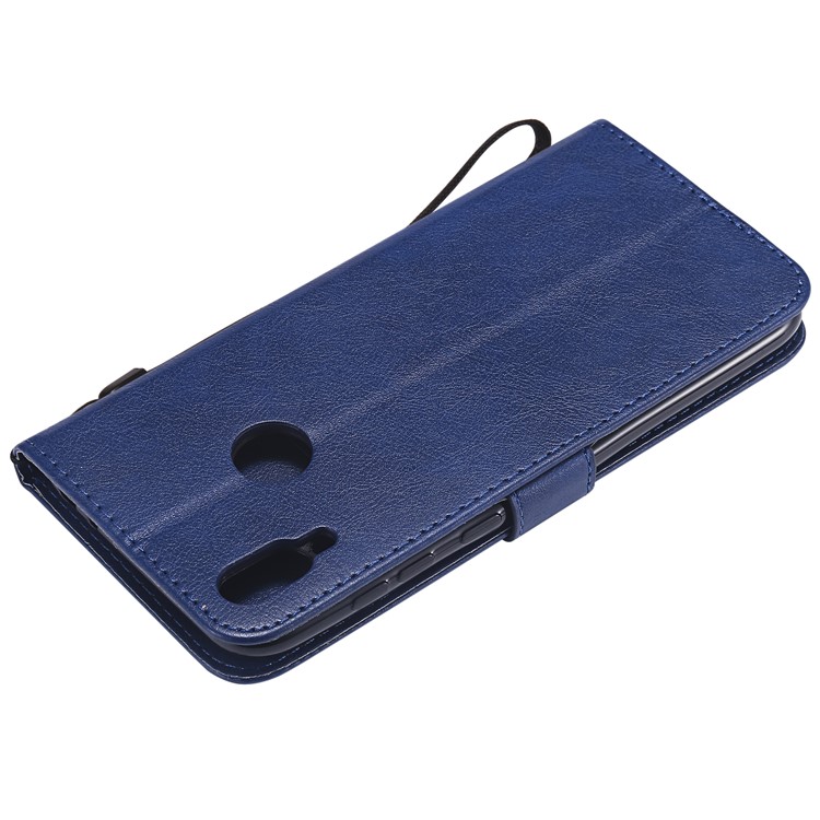 Solid Color PU Leather Cell Phone Case Accessory for Huawei Honor 8C - Blue-6