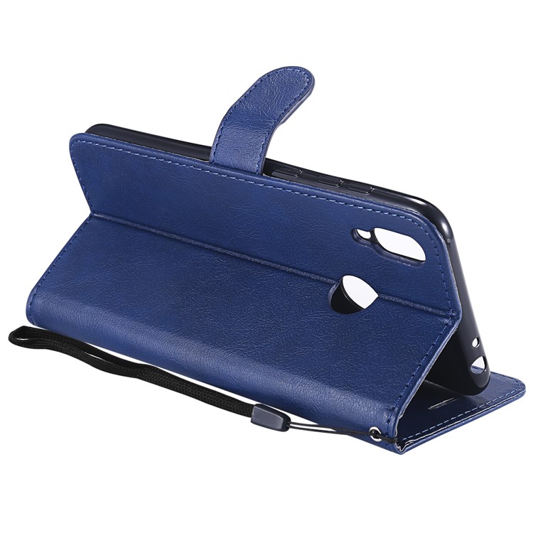 Solid Color PU Leather Cell Phone Case Accessory for Huawei Honor 8C - Blue-7