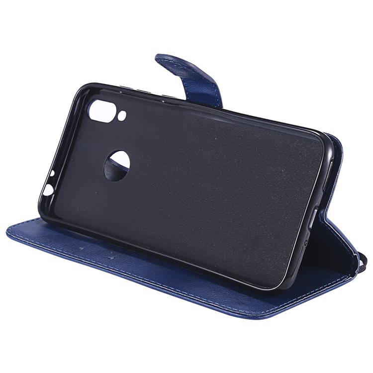 Solid Color PU Leather Cell Phone Case Accessory for Huawei Honor 8C - Blue-8