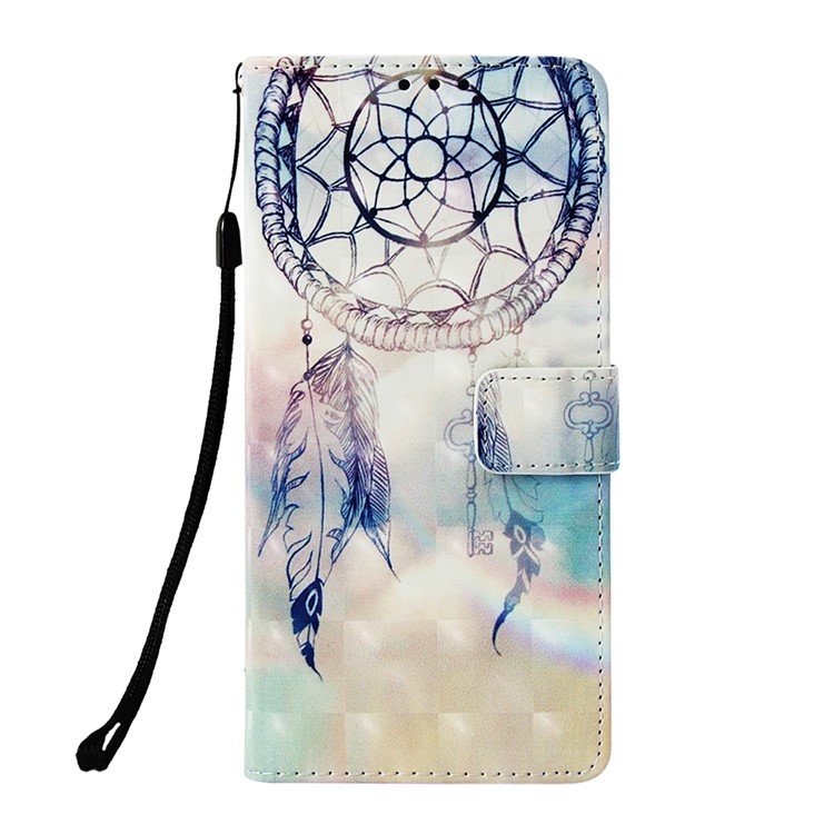 Pattern Printing PU Leather Wallet Cover  for Huawei Mate 20 Pro - Grey Dream Catcher-2