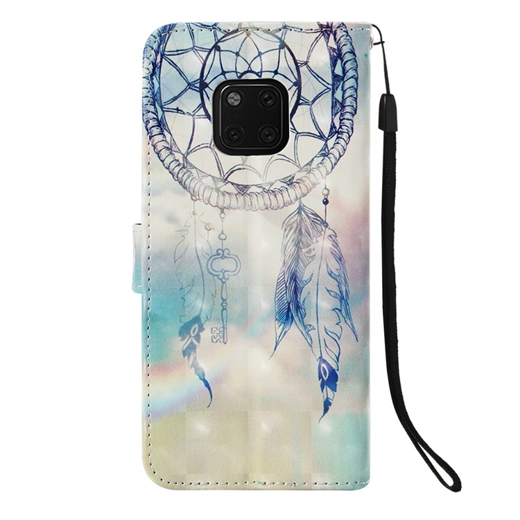 Pattern Printing PU Leather Wallet Cover  for Huawei Mate 20 Pro - Grey Dream Catcher-3