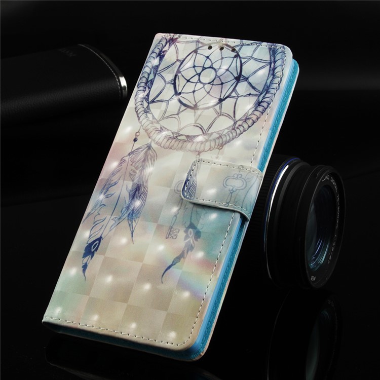 Pattern Printing PU Leather Wallet Cover  for Huawei Mate 20 Pro - Grey Dream Catcher-8