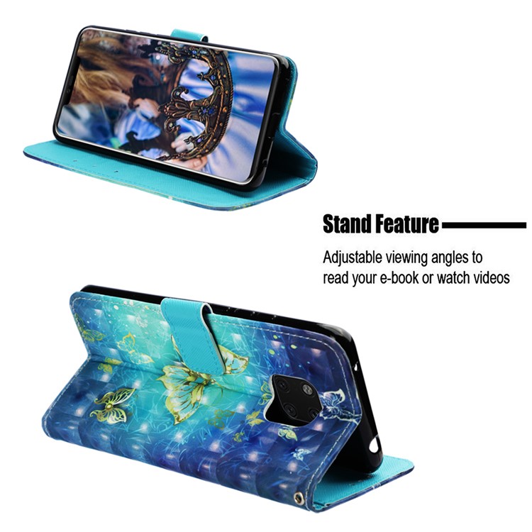 Pattern Printing PU Leather Wallet Shell for Huawei Mate 20 Pro - Gold Butterflies-4