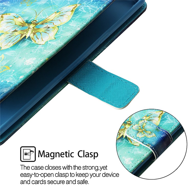Pattern Printing PU Leather Wallet Shell for Huawei Mate 20 Pro - Gold Butterflies-5