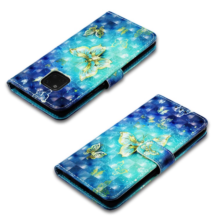 Pattern Printing PU Leather Wallet Shell for Huawei Mate 20 Pro - Gold Butterflies-7