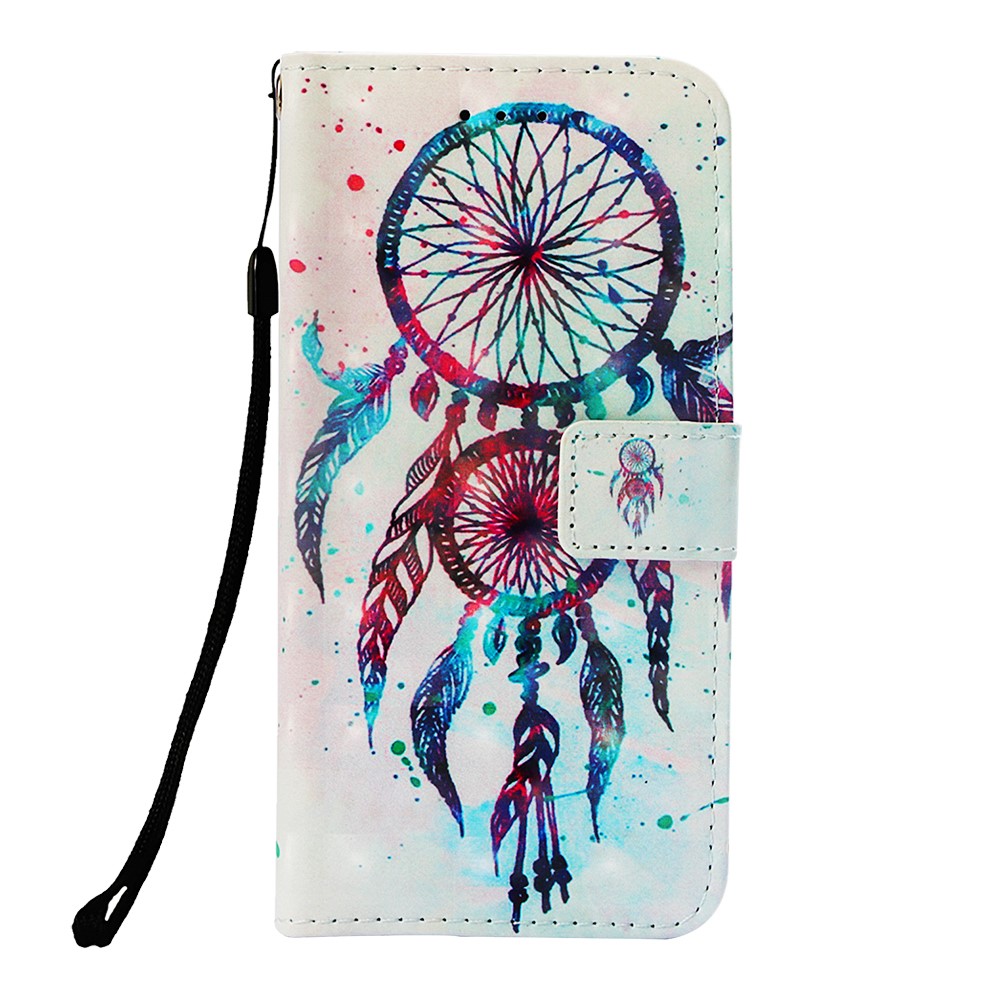 Custodia Magnetica In Pelle Stampa Modello Per Huawei Mate 20 Pro - Catcher Da Sogno Colorato-2