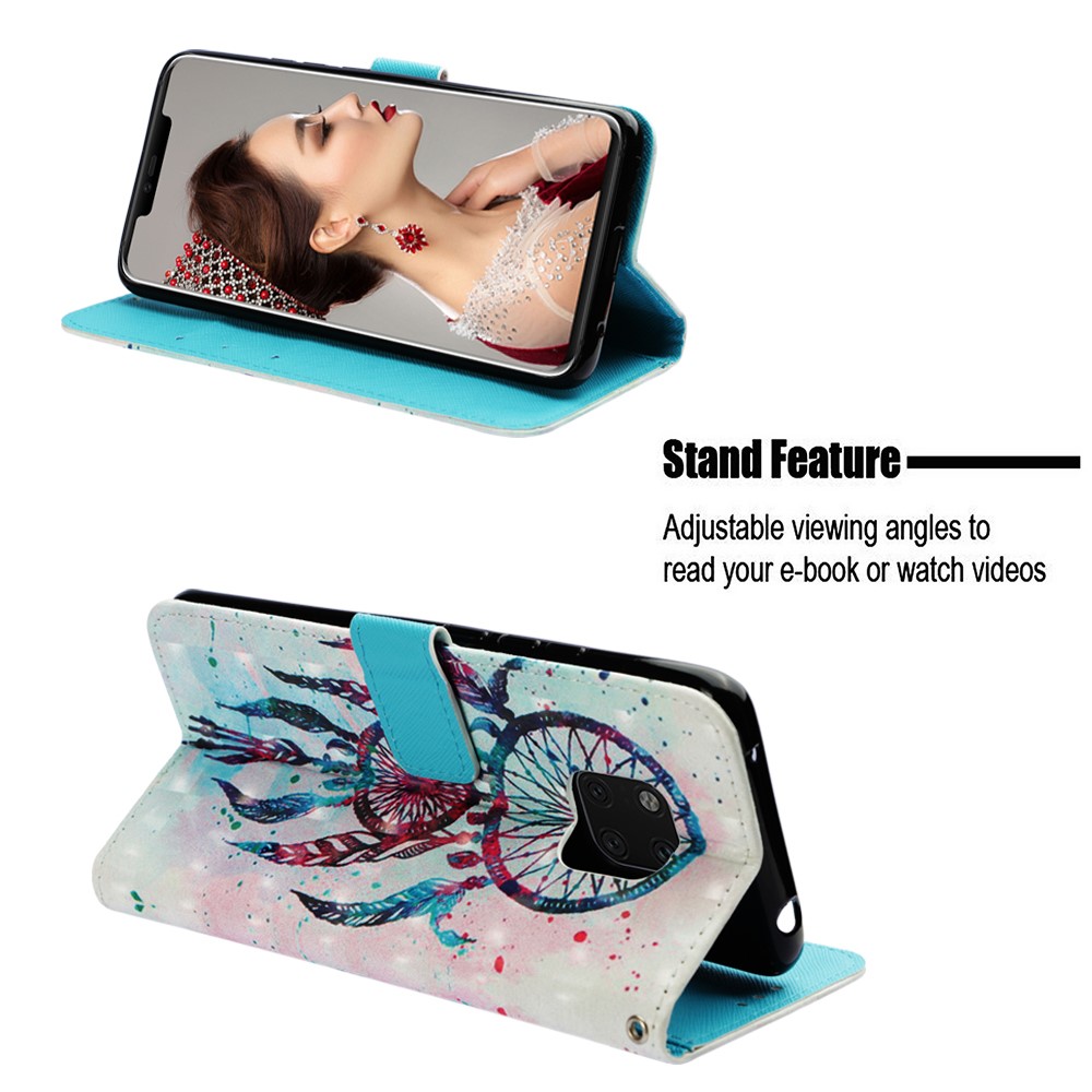 Pattern Printing Leather Magnetic Stand Case for Huawei Mate 20 Pro - Colorful Dream Catcher-4
