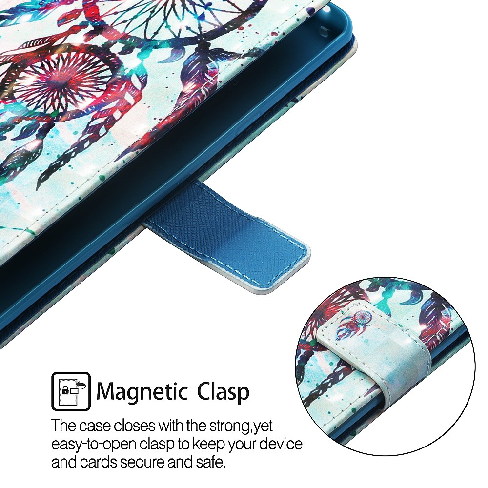 Custodia Magnetica In Pelle Stampa Modello Per Huawei Mate 20 Pro - Catcher Da Sogno Colorato-5