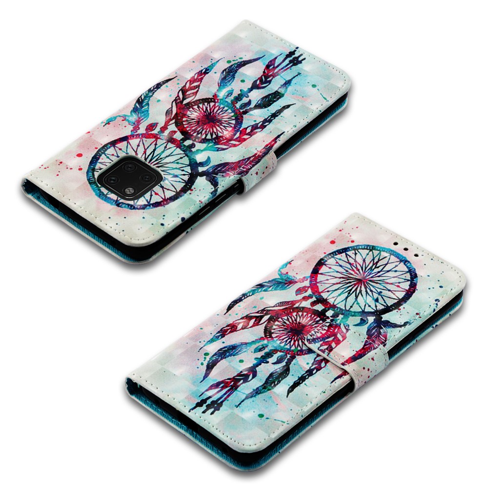 Custodia Magnetica In Pelle Stampa Modello Per Huawei Mate 20 Pro - Catcher Da Sogno Colorato-7