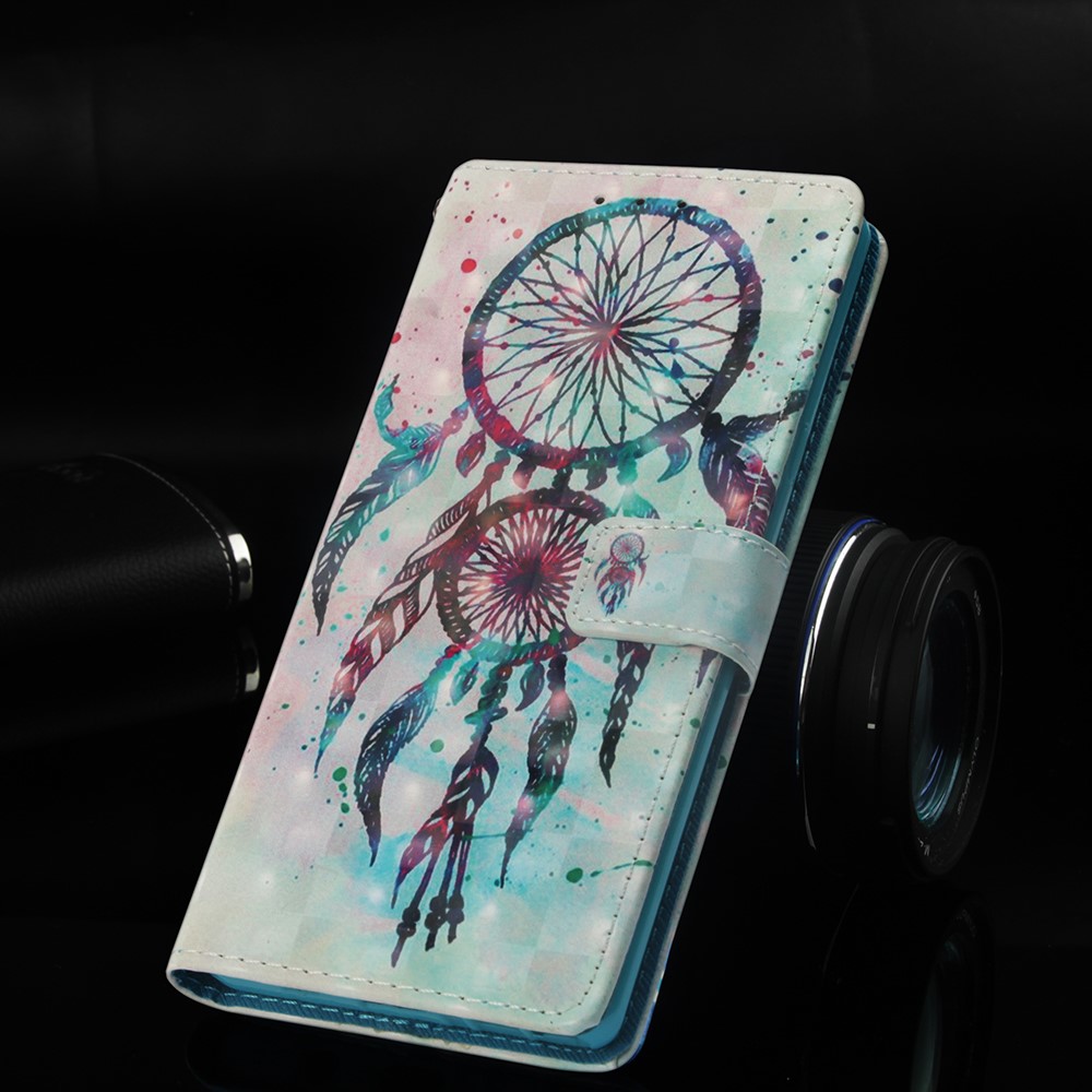 Custodia Magnetica In Pelle Stampa Modello Per Huawei Mate 20 Pro - Catcher Da Sogno Colorato-8