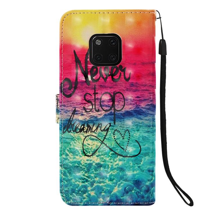 Patterned PU Leather Wallet Accessory Case for Huawei Mate 20 Pro - Never Stop Dreaming-3