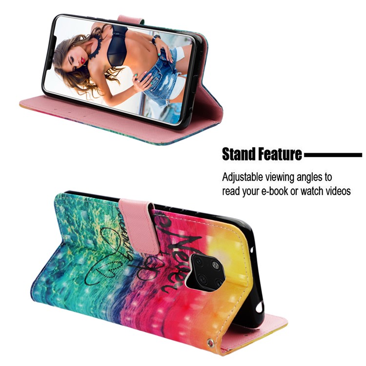 Patterned PU Leather Wallet Accessory Case for Huawei Mate 20 Pro - Never Stop Dreaming-4