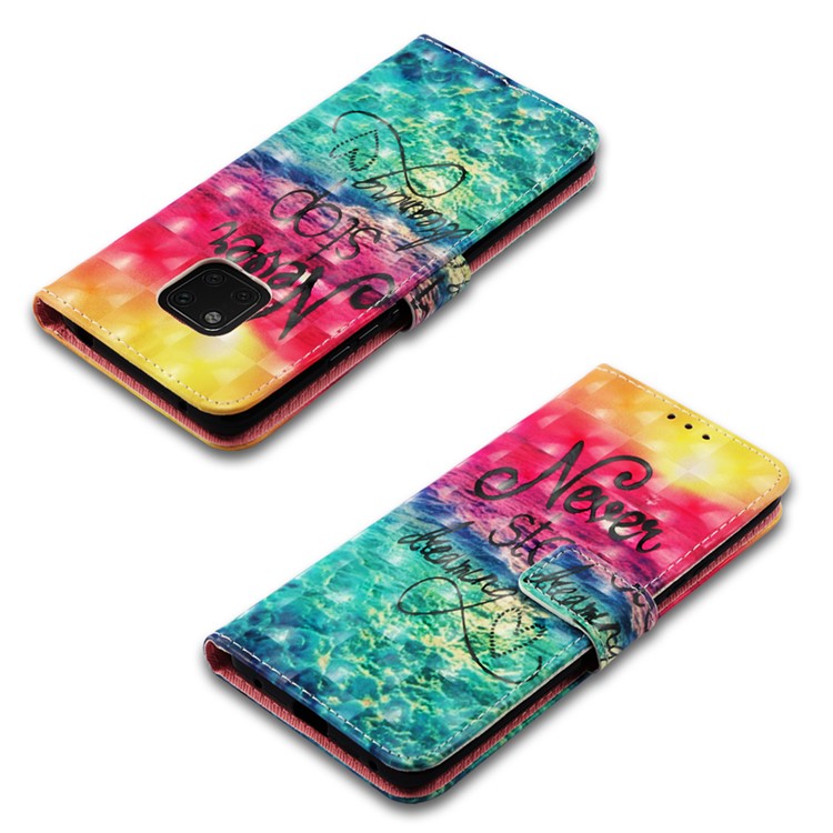 Patterned PU Leather Wallet Accessory Case for Huawei Mate 20 Pro - Never Stop Dreaming-7