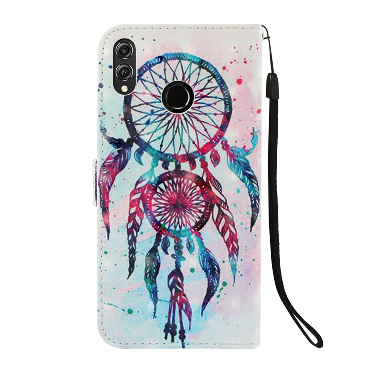 Light Spot Decor Pattern Printing Card Holder Leather Phone Case for Huawei Honor 8X / Honor View 10 Lite - Feather Dream Catcher-3