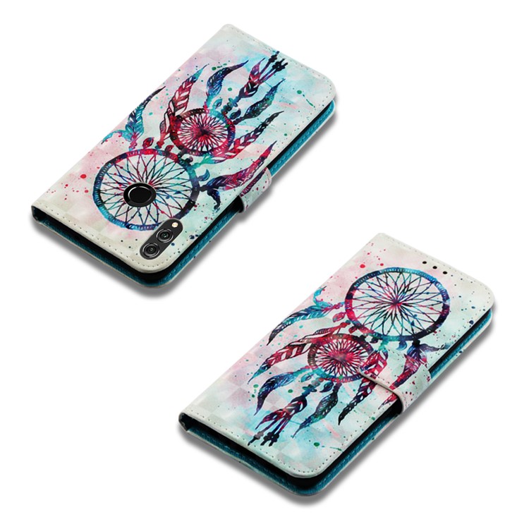 Light Spot Decor Pattern Printing Card Holder Leather Phone Case for Huawei Honor 8X / Honor View 10 Lite - Feather Dream Catcher-7