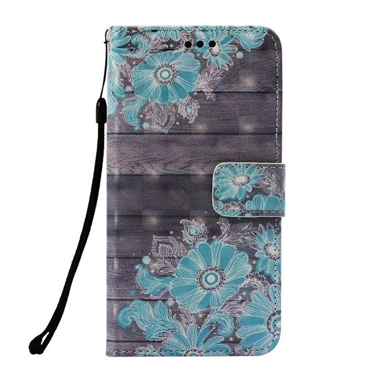 Light Spot Decor Pattern Printing PU Leather Flip Phone Shell for Huawei Honor 8X / Honor View 10 Lite - Blue Flower-2