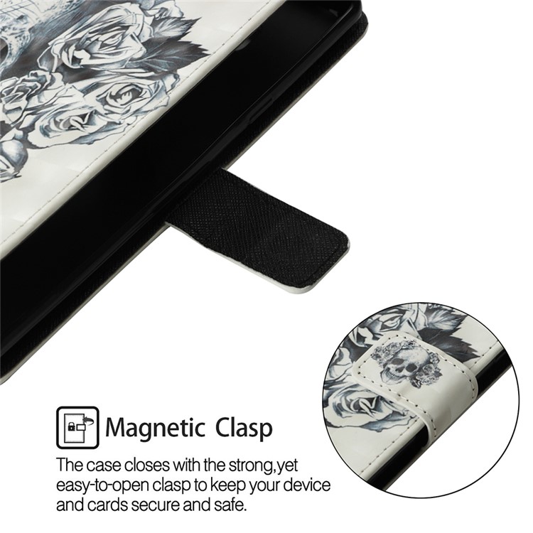 Light Spot Decor Pattern Printing PU Leather Protection Cell Phone Case for Huawei Honor 8X / Honor View 10 Lite - Flowered Skull-5