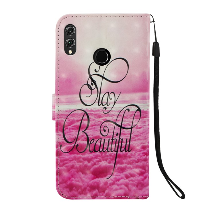 Light Spot Decor Pattern Printing Stand Wallet Leather Mobile Phone Shell for Huawei Honor 8X / Honor View 10 Lite - Stay Beautiful-3