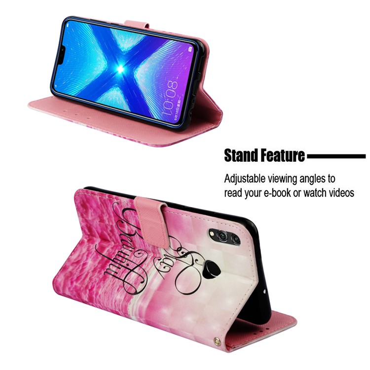 Light Spot Decor Pattern Printing Stand Wallet Leather Mobile Phone Shell for Huawei Honor 8X / Honor View 10 Lite - Stay Beautiful-4