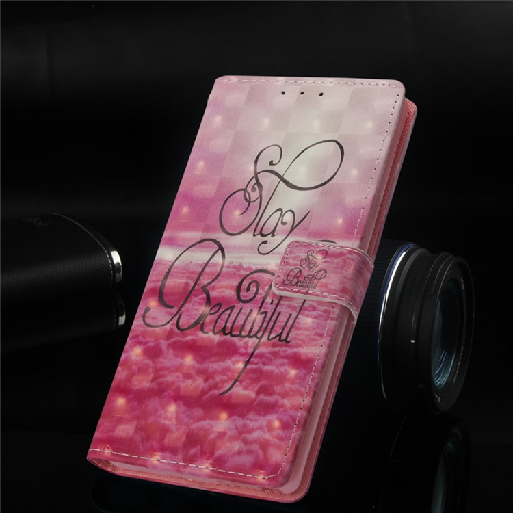 Light Spot Decor Pattern Printing Stand Wallet Leather Mobile Phone Shell for Huawei Honor 8X / Honor View 10 Lite - Stay Beautiful-8