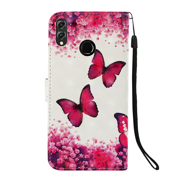 Light Spot Decor Pattern Printing PU Leather Cover Shell with Card Slots for Huawei Honor 8X / Honor View 10 Lite - Butterfly and Flower-3