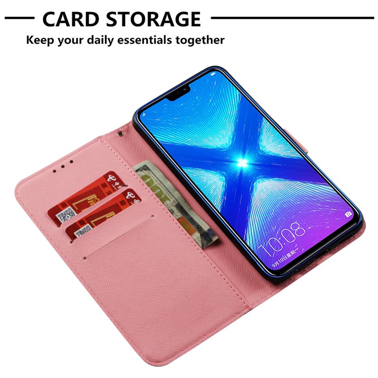 Light Spot Decor Pattern Printing PU Leather Cover Shell with Card Slots for Huawei Honor 8X / Honor View 10 Lite - Butterfly and Flower-6