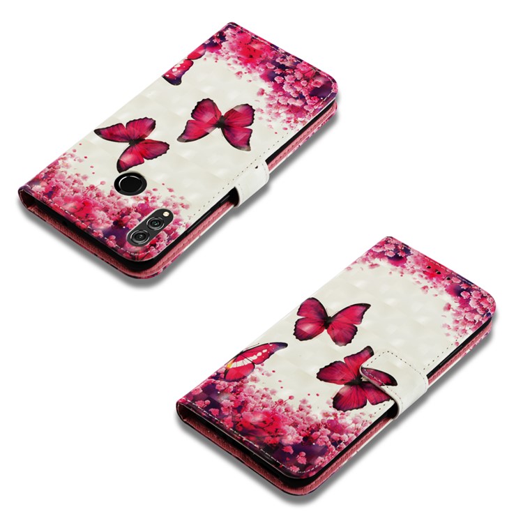 Light Spot Decor Pattern Printing PU Leather Cover Shell with Card Slots for Huawei Honor 8X / Honor View 10 Lite - Butterfly and Flower-7