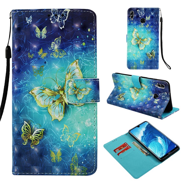 Light Spot Decor Pattern Printing Leather Flip Stand Cover for Huawei Honor 8X Max - Butterflies-1