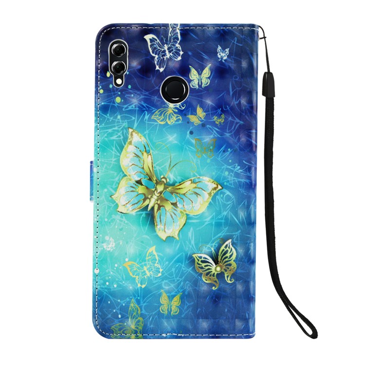 Light Spot Decor Pattern Printing Leather Flip Stand Cover for Huawei Honor 8X Max - Butterflies-3