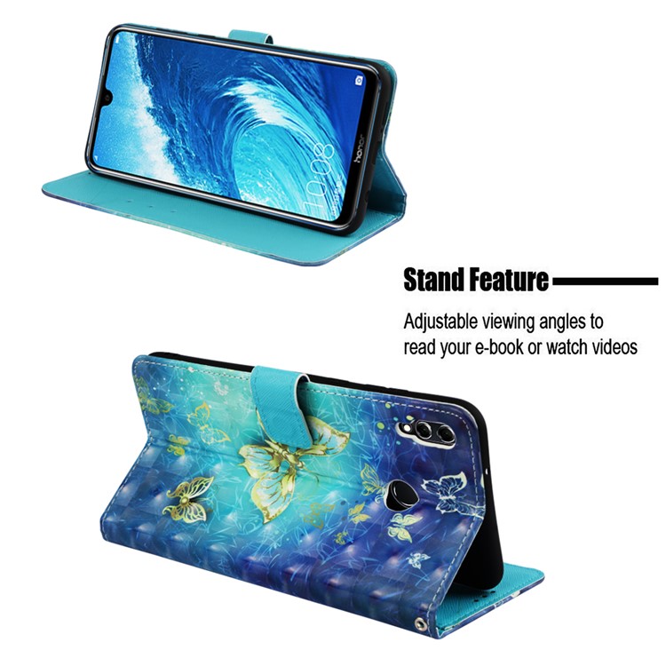Light Spot Decor Pattern Printing Leather Flip Stand Cover for Huawei Honor 8X Max - Butterflies-4