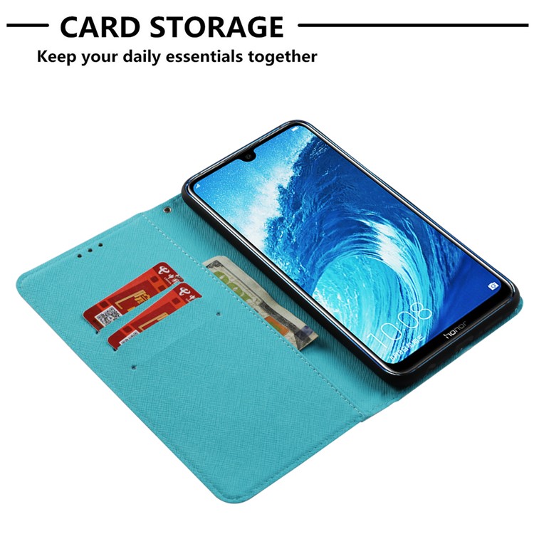 Light Spot Decor Pattern Printing Leather Magnetic Wallet Shell for Huawei Honor 8X Max - Feather Dream Catcher-6