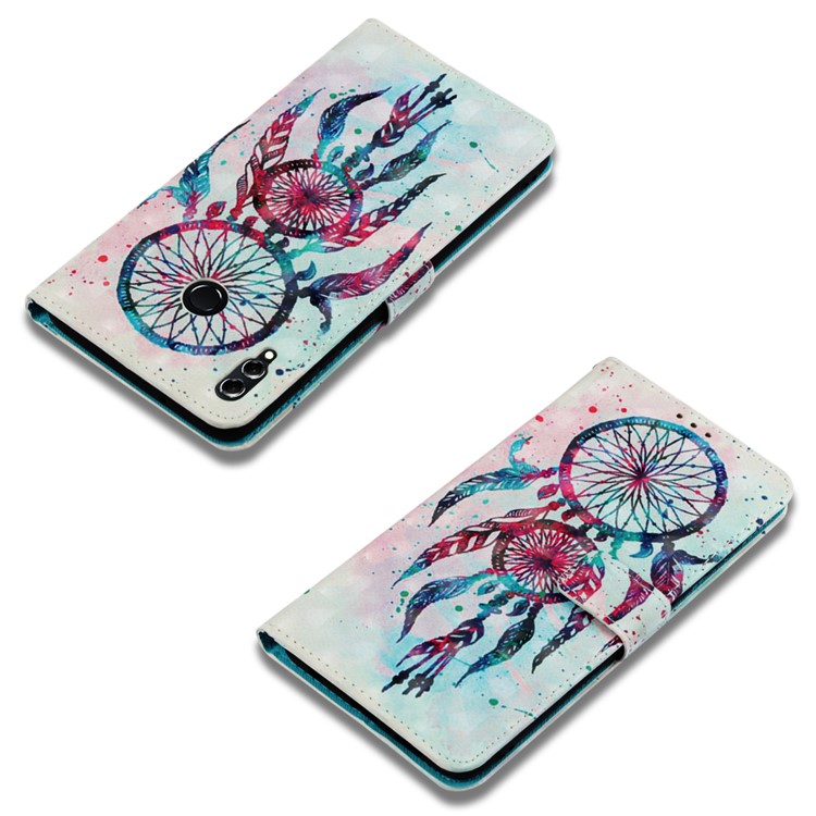 Light Spot Decor Pattern Printing Leather Magnetic Wallet Shell for Huawei Honor 8X Max - Feather Dream Catcher-7