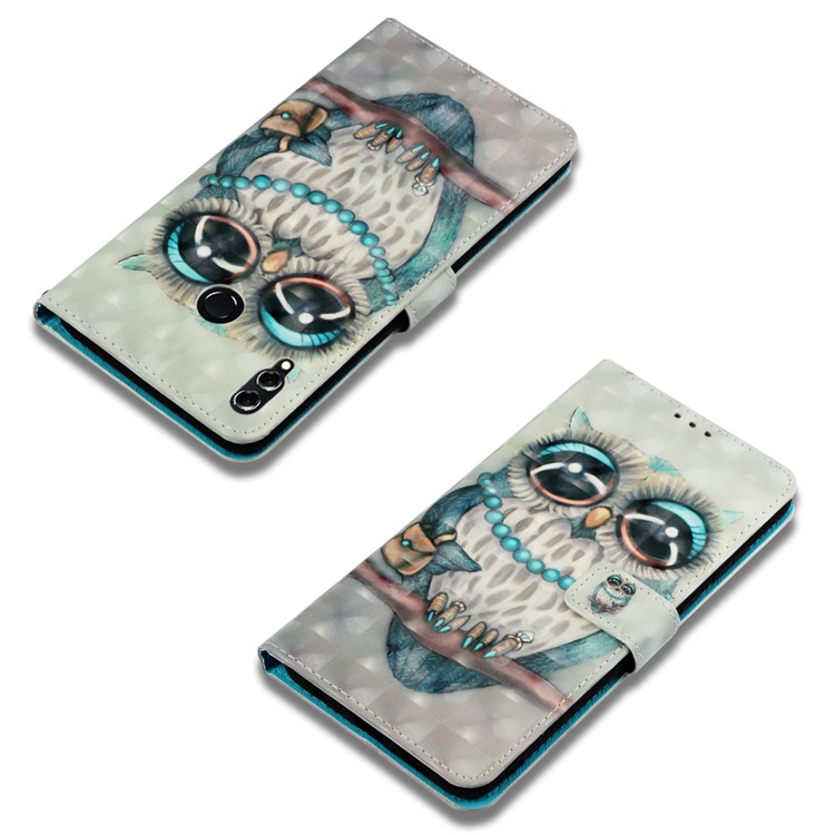 Light Spot Decor Pattern Printing Leather Card Holder Phone Casing for Huawei Honor 8X Max - Owl Standing on the Branch-7