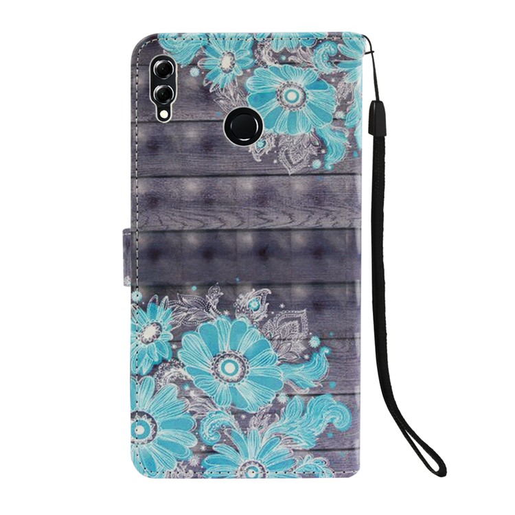 Light Spot Decor Pattern Printing Leather Phone Cover with Card Slots for Huawei Honor 8X Max - Blue Flower-3