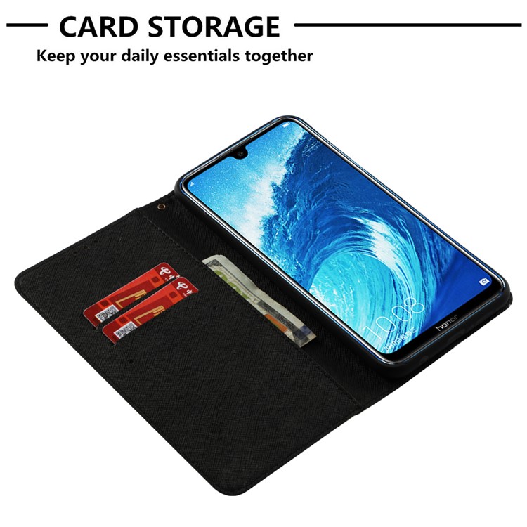 Light Spot Decor Pattern Printing Leather Phone Cover with Card Slots for Huawei Honor 8X Max - Blue Flower-6