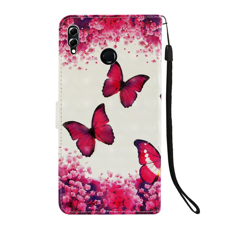 Light Spot Decor Pattern Printing Card Holder Leather Mobile Phone Cover for Huawei Honor 8X Max - Butterfly and Flower-3